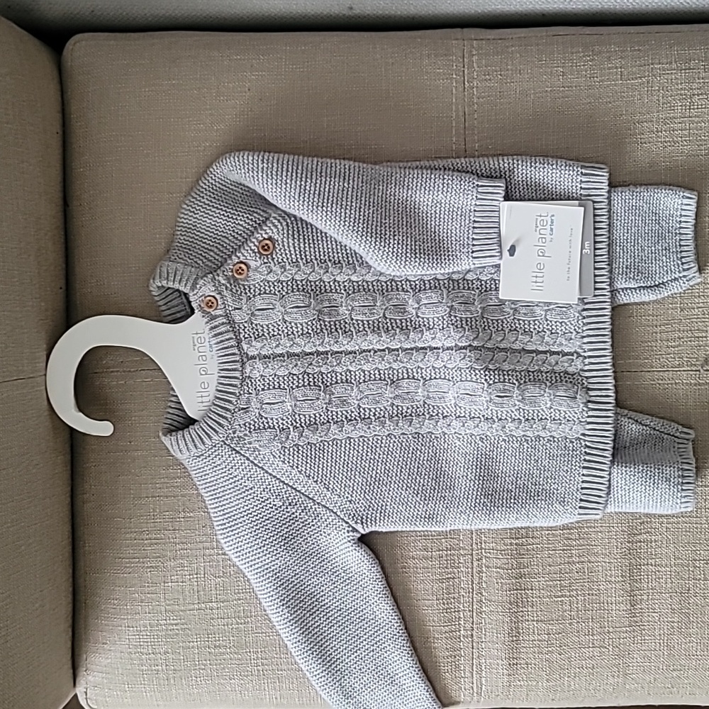 NWT Carter's Organic Little Planet Grey Woven Baby Outfit Size 3M